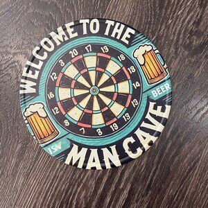 Welcome To The Man Cave Aluminum Sign Round Home/Garage Decor